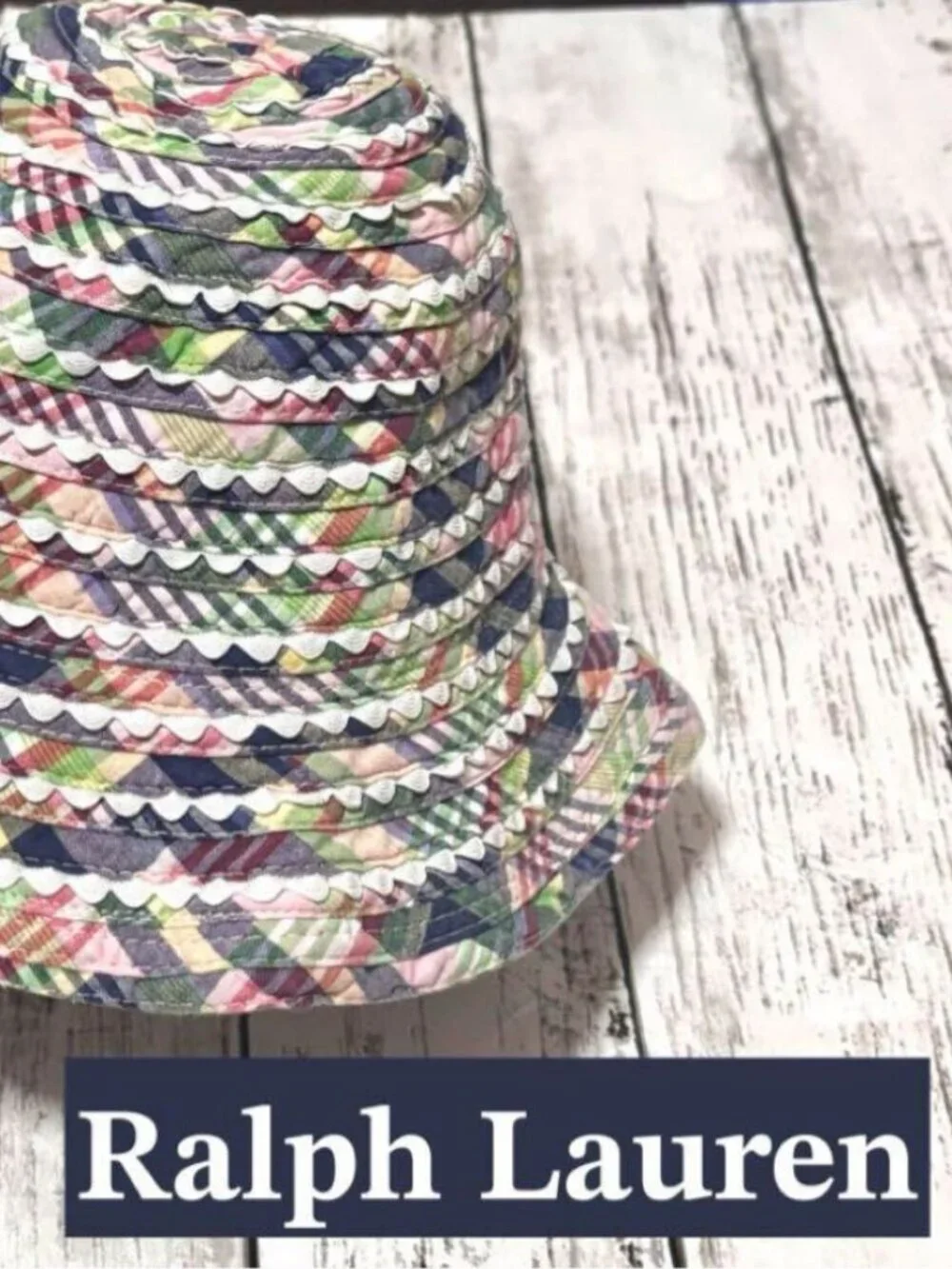 Kids Ralph Lauren Bucket Hat Bonnet with Chin Tie Patchwork Cottage Core Preppy